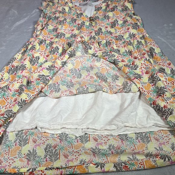 LOFT Dress Womens S Small Paradise Ruffle Button Sleeveless Tropical Flounce - Picture 8 of 15